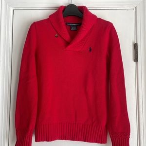 Ralph Lauren Red Cotton Pullover Logo Sweater